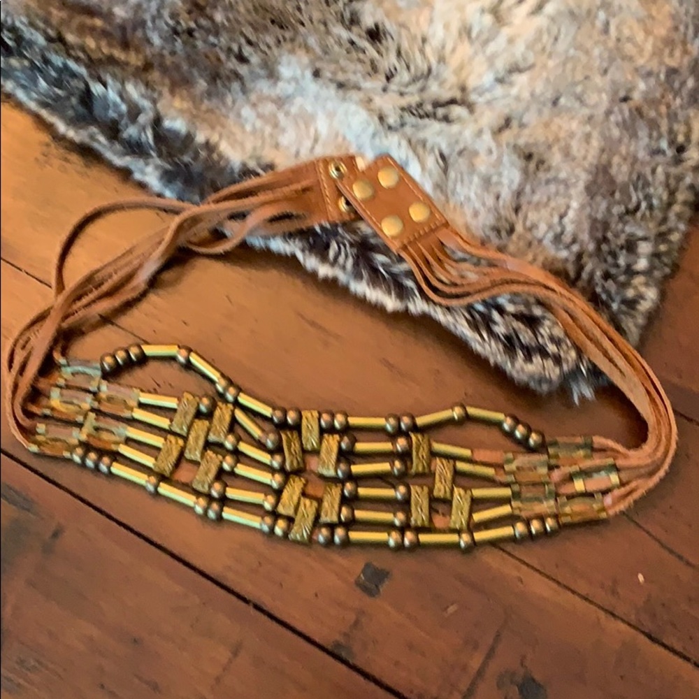 Free People brass and leather waist belt  Sz M/L